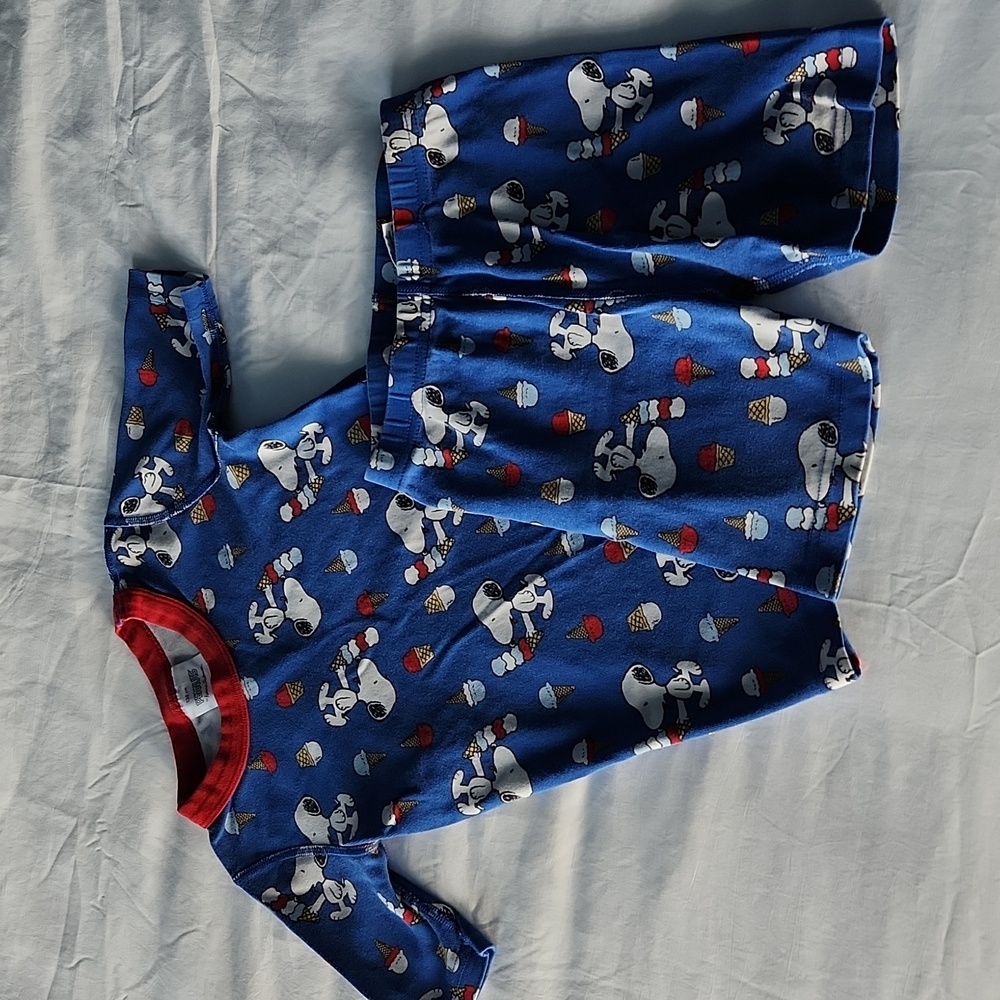 Hanna Andersson Peanuts Snoopy ice cream pajamas 130 8
